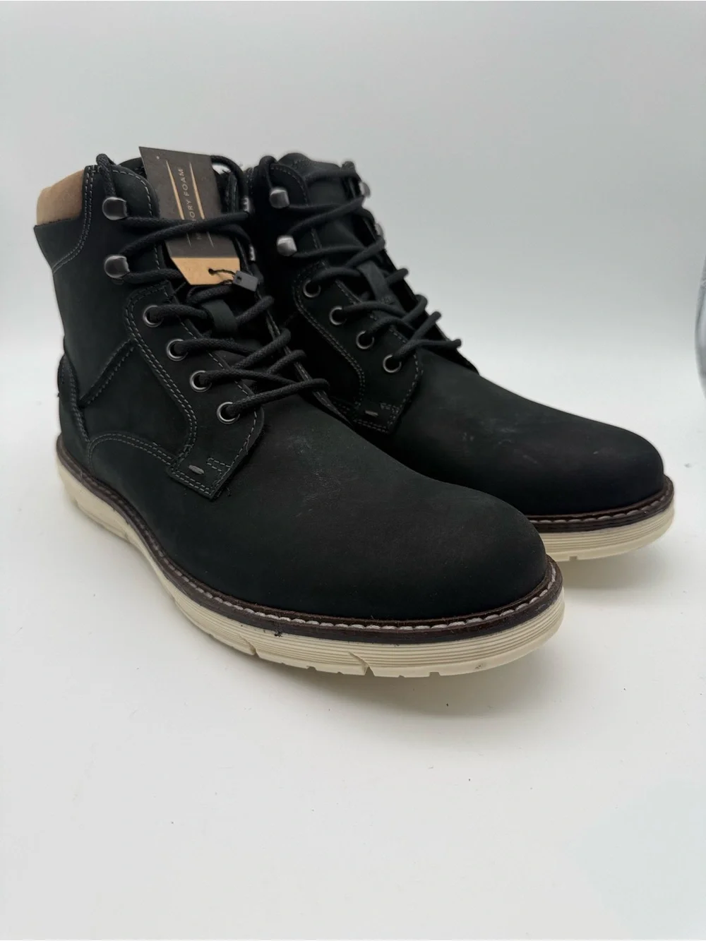 BRAND NEW Crevo Emmett Black Leather Suede Plain Toe Boot Men’s Size 10 M